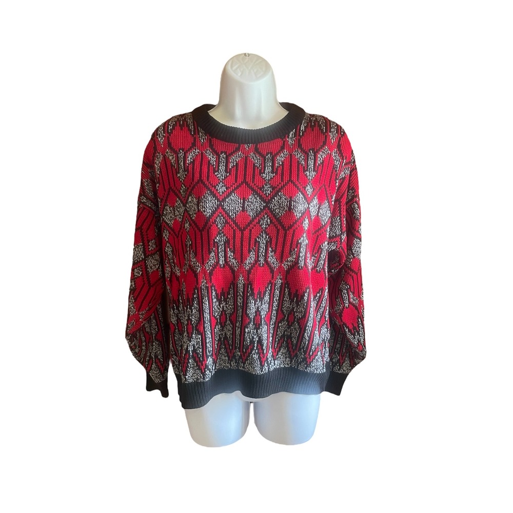 Gabrielle Vintage‎ Sweater Geometric Pattern Crew Neck Pullover Top Size M